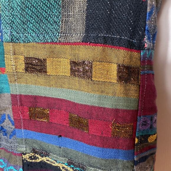 Vest Patchwork SZ M Boho Bohemian Hippie Art Teacher Metallic - Picture 6 of 7